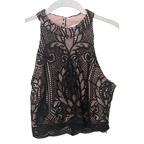 NEW FRANCESCAS Black Lace 2 Piece Crop Top & Skirt Set Small Victorian Pattern - Picture 15 of 16